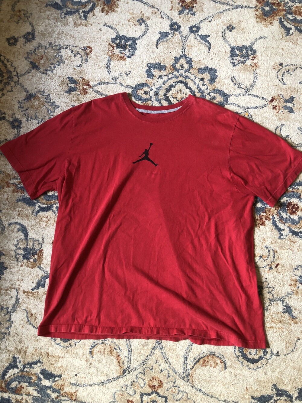 Vintage Air Jordan Center Logo Mens Red And Black Graphic Tee Shirt Size XXL